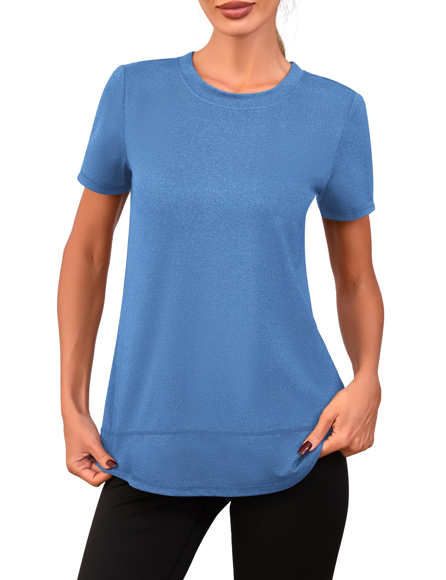 Memouniva Maglietta Sportiva Donna Maglia a Maniche Corte Palestra T-Shirt per Yoga Running Fitness - 2