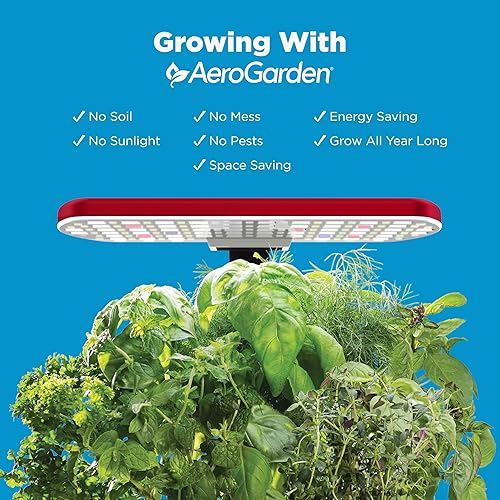 Miniatura 4 de AeroGarden Harvest Lite en color rojo cereza, jardín hidropónico interior sin tierra con luz LED de cultivo para jardinería durante todo el año de