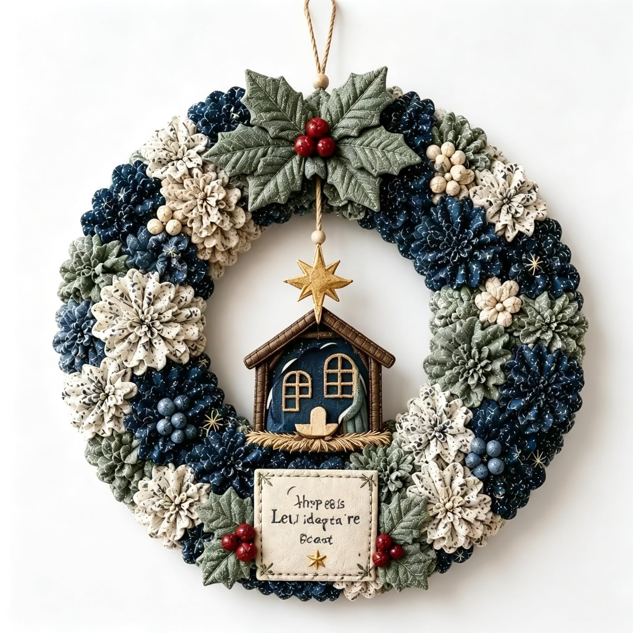 3D Fabric Poke Wreath DIY Kit, Christmas Wreath DIY Kit for Adults, Family