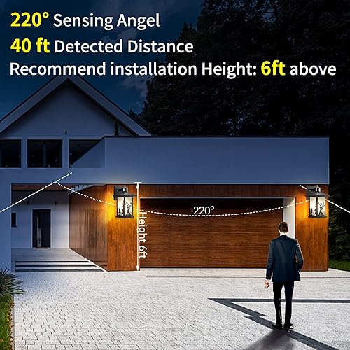 Miniatura 5 de JAYNLT Luces de pared para exteriores con sensor de movimiento, aplique de pared al aire libre del atardecer a Dwan, luces de porche rústicas