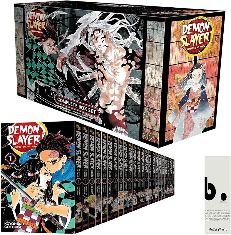 Demon Slayer Manga Box Set Kimetsu no Yaiba (volúmenes 1 a 23) – Edición manga premium en inglés con folleto y póster – Koyoharu Gotouge, VIZ Media y Juliet Music Bookmark (Demon Slayer: Kimetsu no Yaiba)