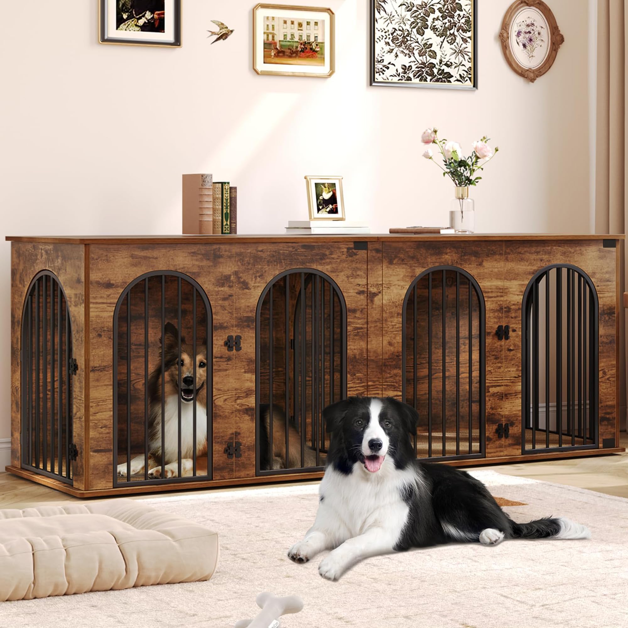 Hzuaneri 86.6 Double Dog Crate Furniture