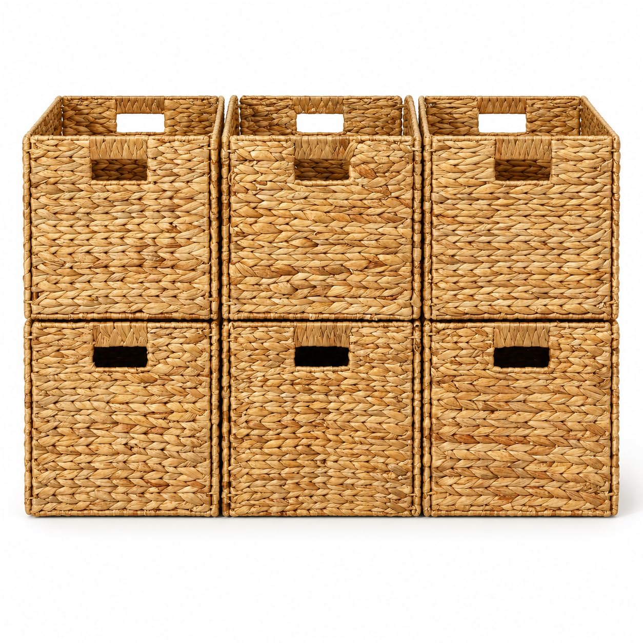 Yankee Trader Dekorative handgewebte Wasserhyazinthe Wicker Storage Baskets, Set von sechs 13x11x11 Baskets Perfekt für Einheiten Regal