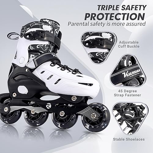 Miniatura 4 de Patines en línea para niños y adultos, patines iluminadores ajustables divertidos para niñas, niños, mujeres y hombres al aire libre e interior,