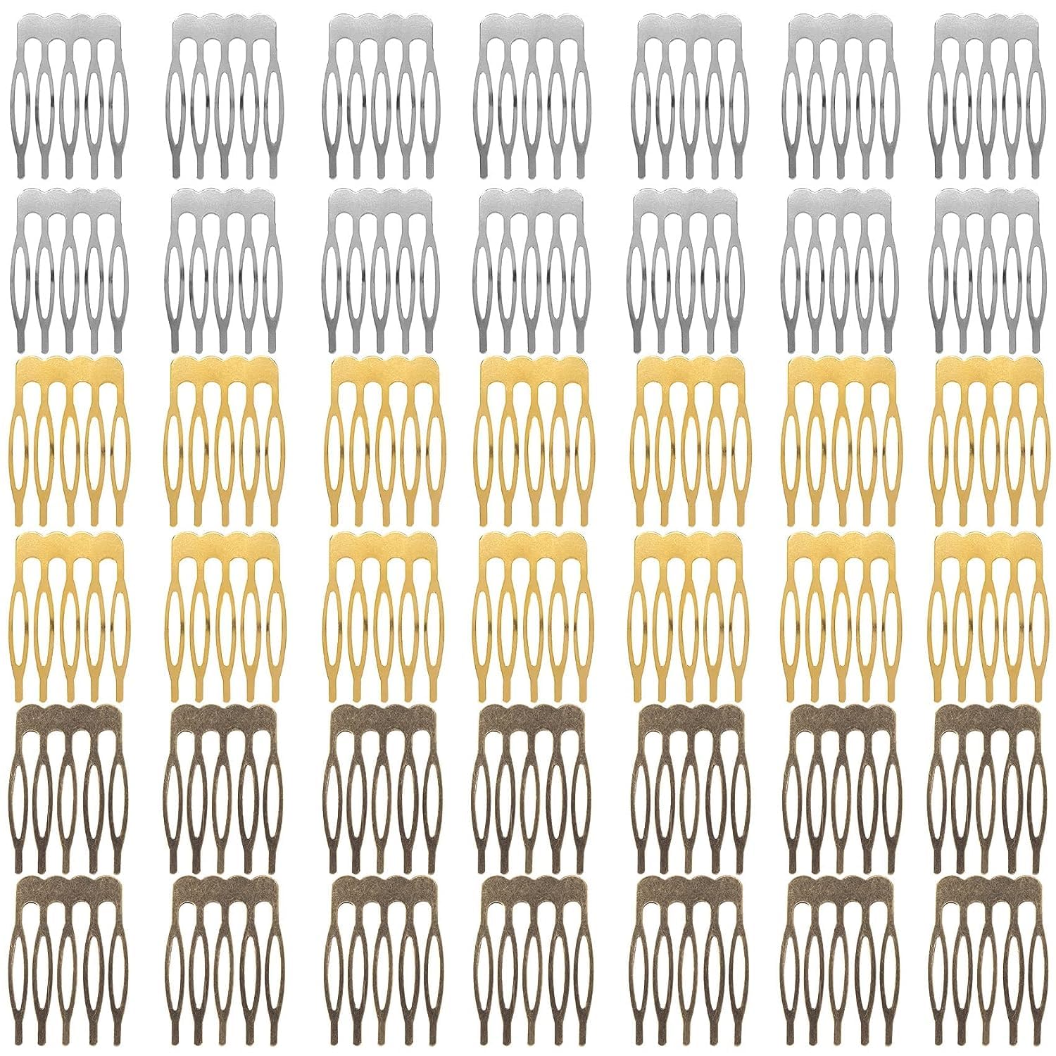 SZYYQ45PCS 5 Teeth Hair Side Combs, Metal Wire Wedding Veil Twist French Vintage Hair Clips Pins Accessories for Women Girls Decorative Jewelry Making DIY Crafts(Gold Silver Brown)