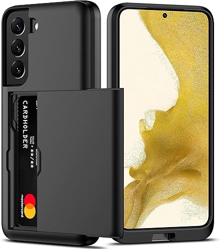 Nvollnoe Funda protectora para Samsung S22 con tarjetero 5G de 6.1 pulgadas, delgada, de doble capa, resistente, funda protectora para Galaxy S22,