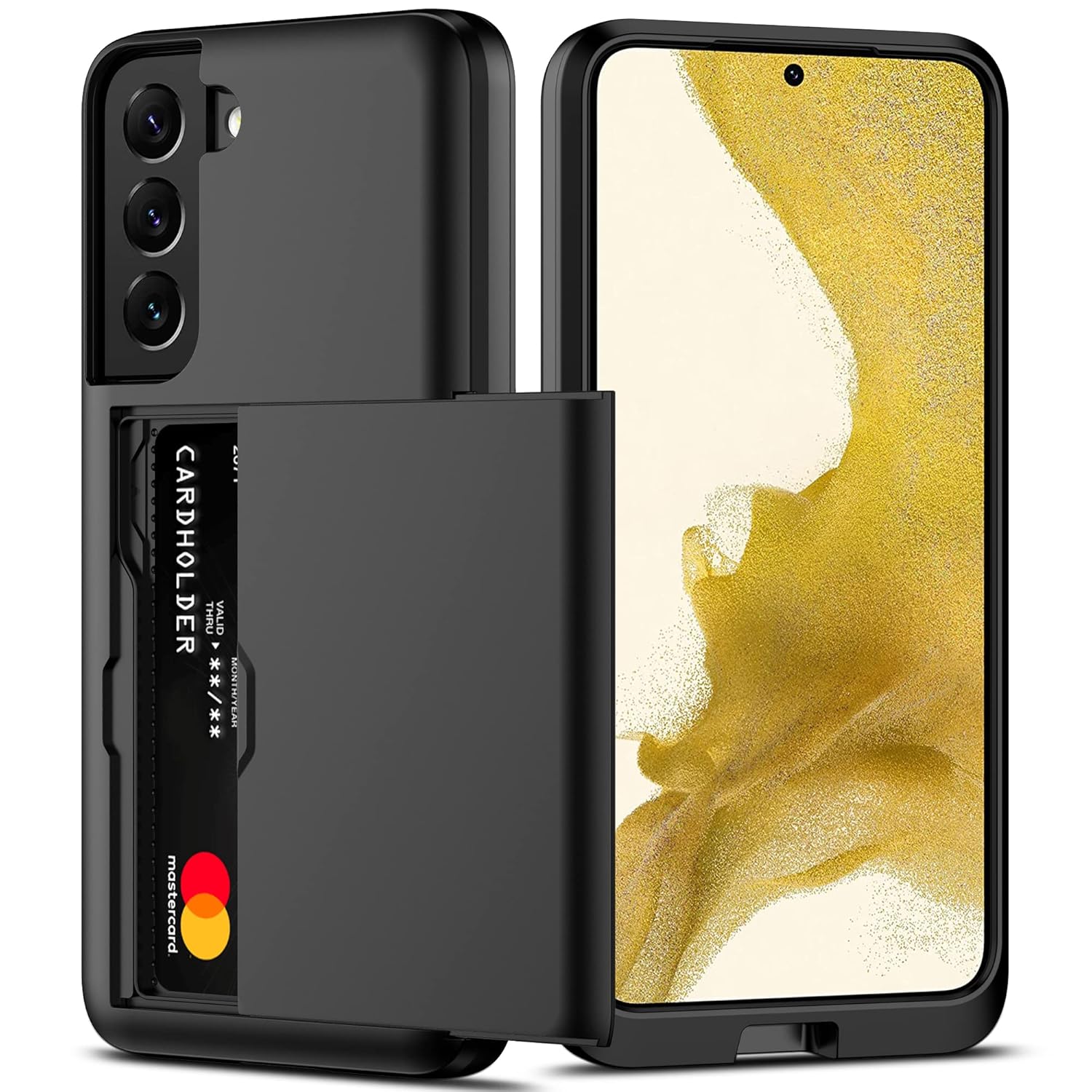 Nvollnoe for Samsung S22 Case with Card Holder 5G 6 1 inch Slim Dual Layer Heavy Duty Protective