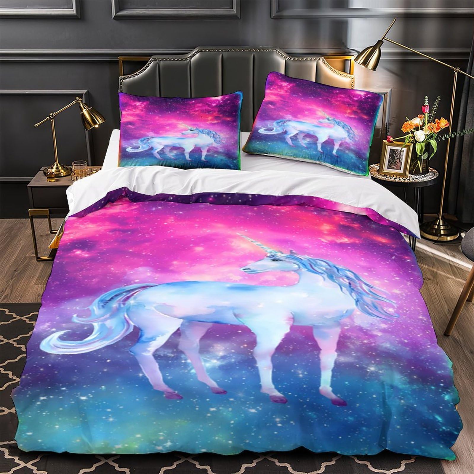 Housse de couette licorne confortable 3D avec microfibre douce