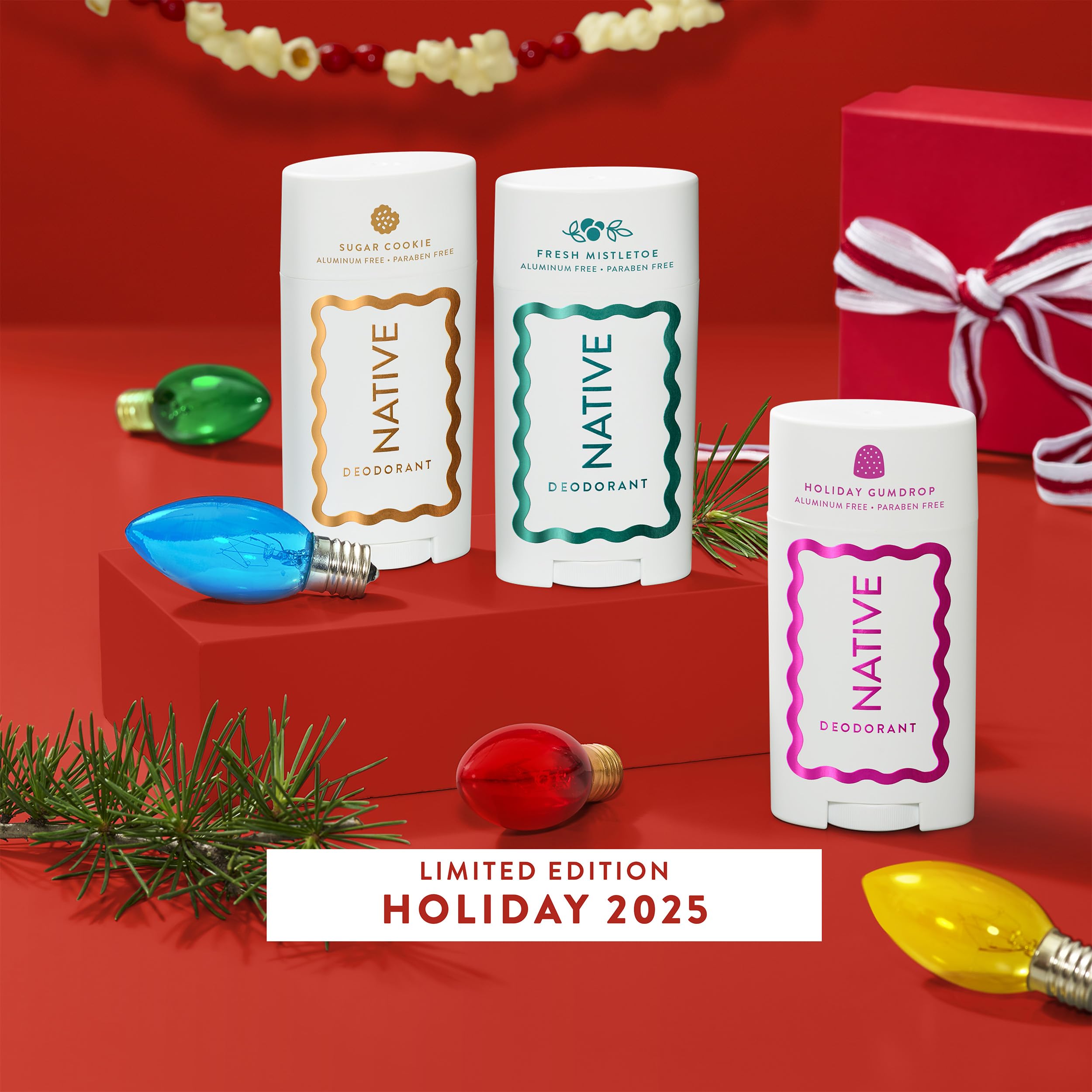 Native Deodorant, Holiday Edition, Holiday Gumdrop Scent, Contains Naturally Derived Ingredients, 72 Hour Odor Control | Deodorant for Women and Men, Aluminum Free with Baking Soda