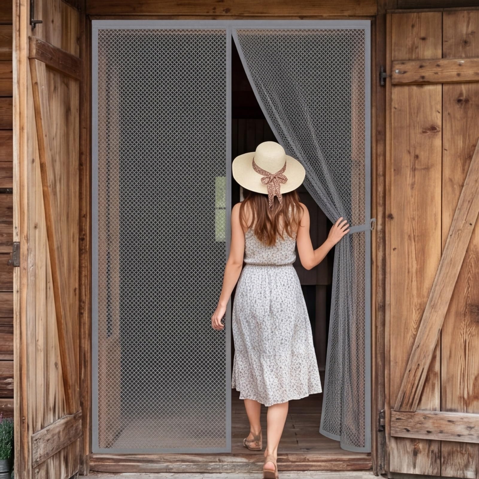 Moustiquaire Porte Fenêtre Magnétique 222 x 236 cm Maintient L'Air Frais à L'Intérieur Rideau Moustiquaire Magnétique Sans Perçage pour Balcon, Terrasse, Porte D’Entrée, Gris