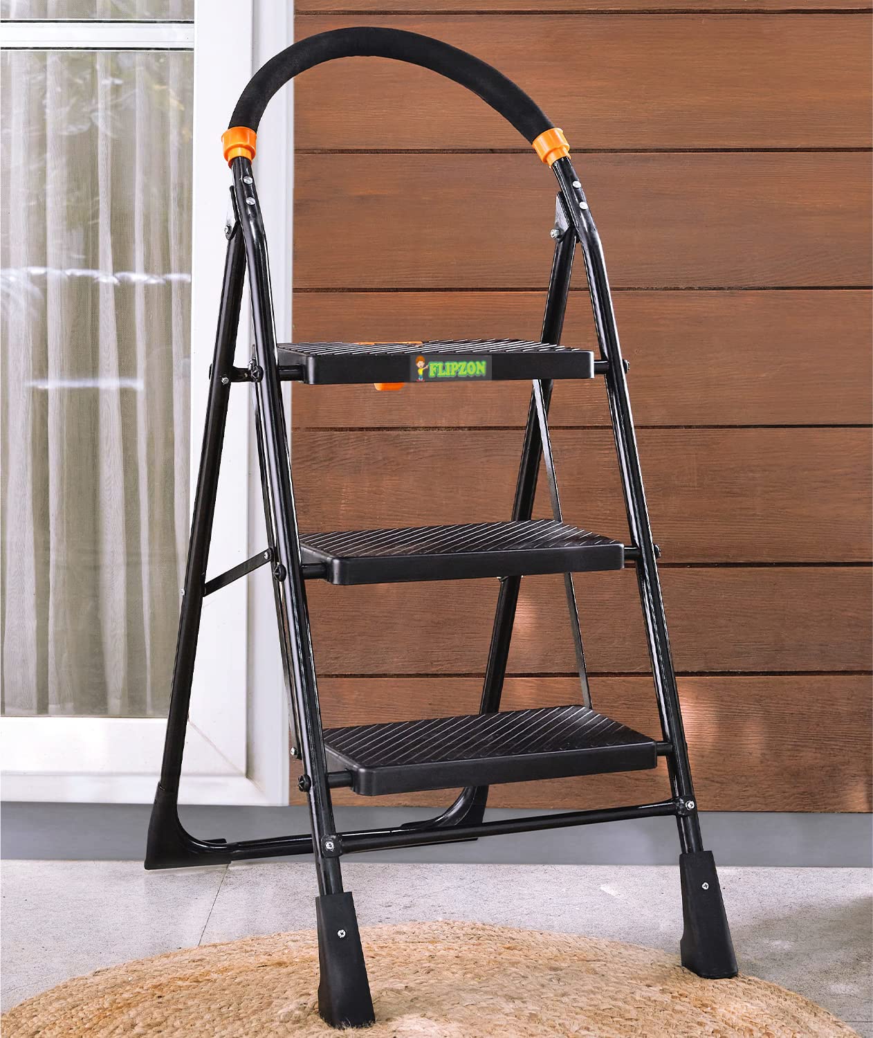 FLIPZON Foldable Step Ladder, Safety-Clutch Lock, Ribbed Steps, Knee Guard, Non-Marring PVC Shoes, 3 Steps (B077CNYBNK) Amazon Price History, Amazon Price Tracker