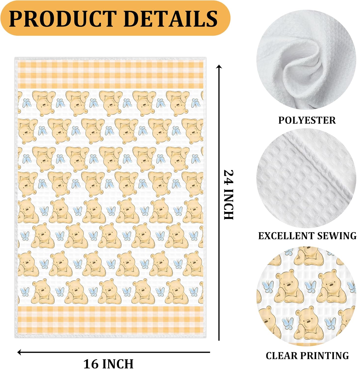 Kihraw Winnie Kitchen Towels Set of 2, The Pooh Decor Gift for Kitchen Home