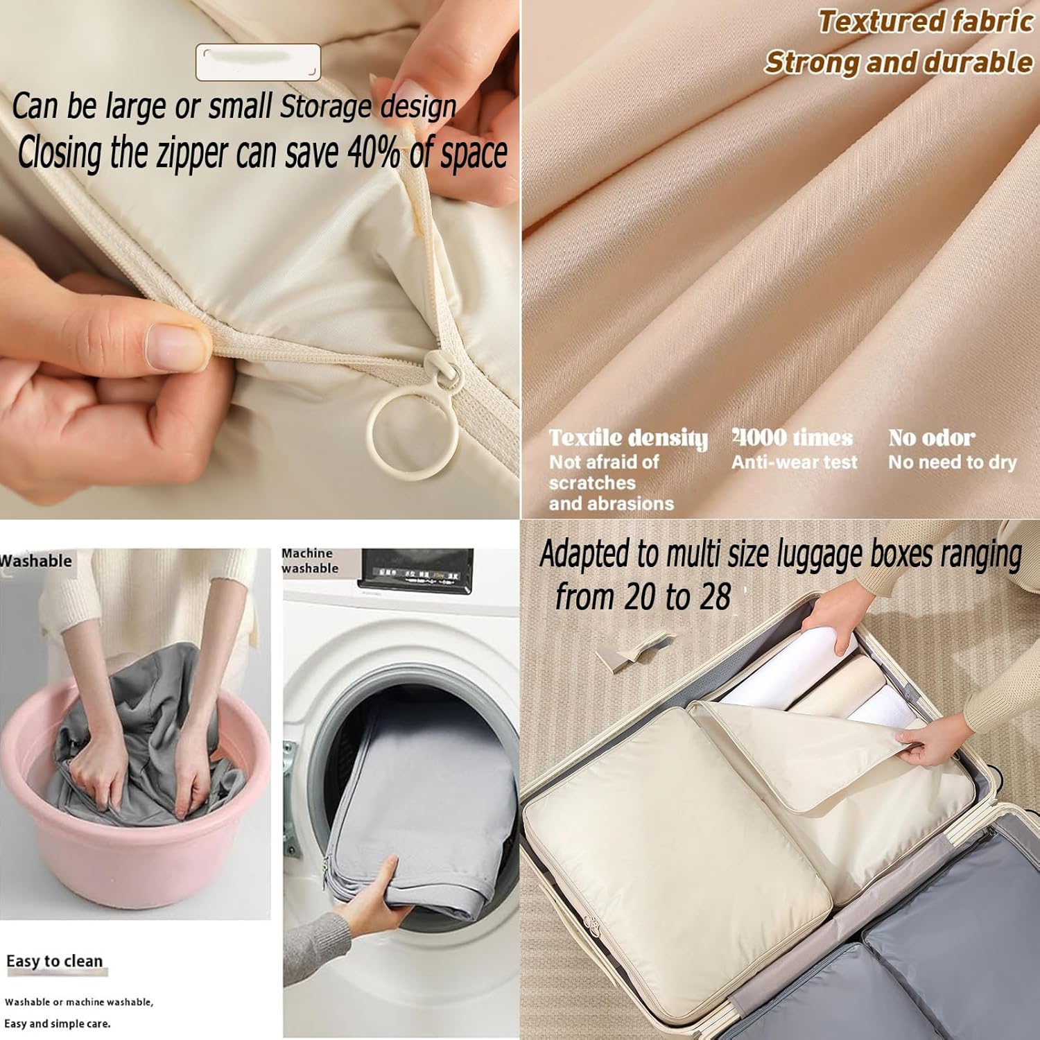 FETNHU Ultra Space Saving Self Compression Organizer, Heavy Duty Moving Bags, Travel Packing Organizers Storage Tote for Clothes Comforters,Blankets,Bedding (Pink,L+XL)