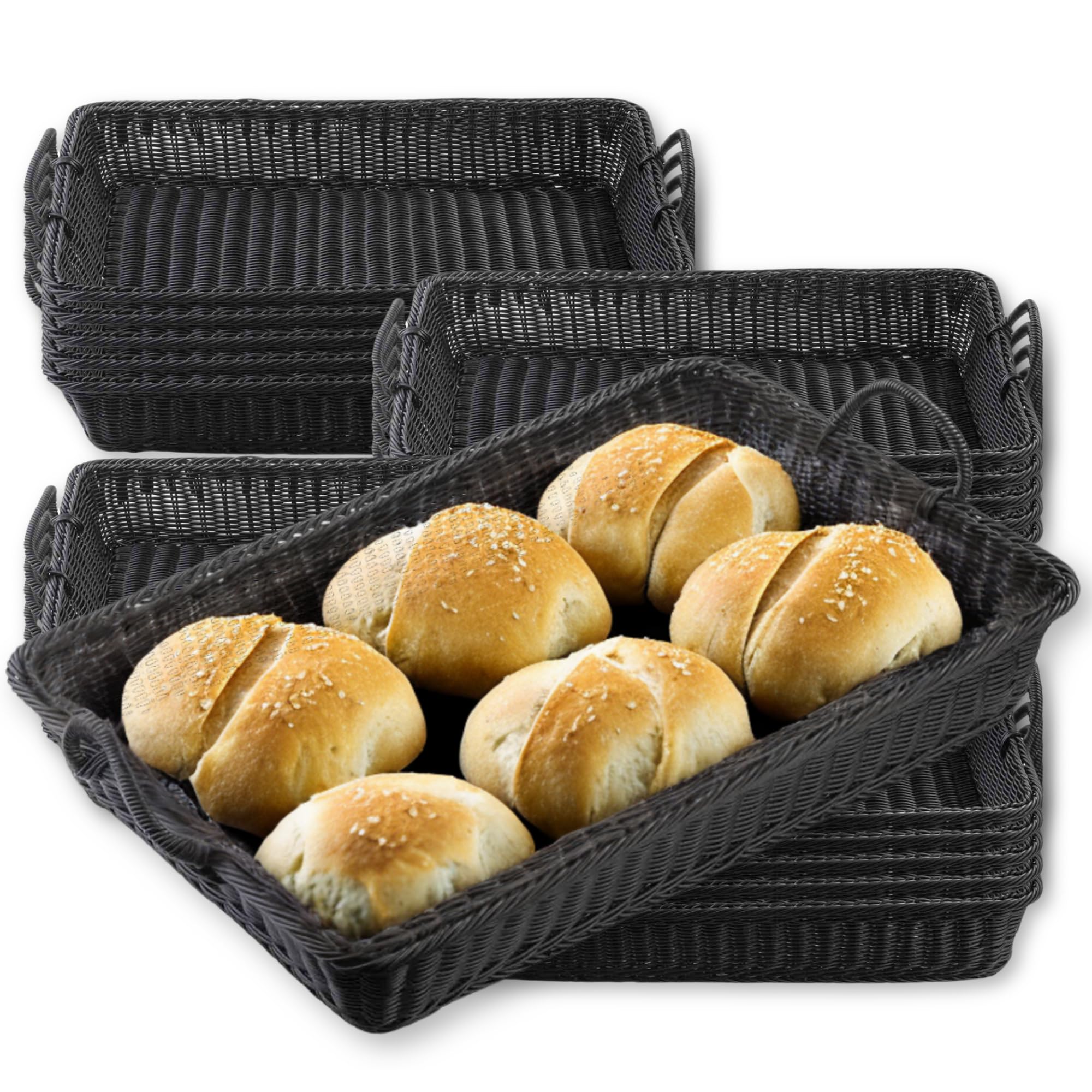 Panier de service Tablecraft rectangulaire lot de 20 corbeilles tissées main avec poignées