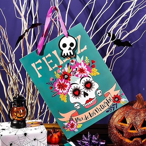 Miniatura 3 de Loveinside Day of The Dead - Bolsas de regalo medianas con papel de seda y etiqueta para vacaciones, fiestas, 10 x 5 x 13 pulgadas, 1 unidad,