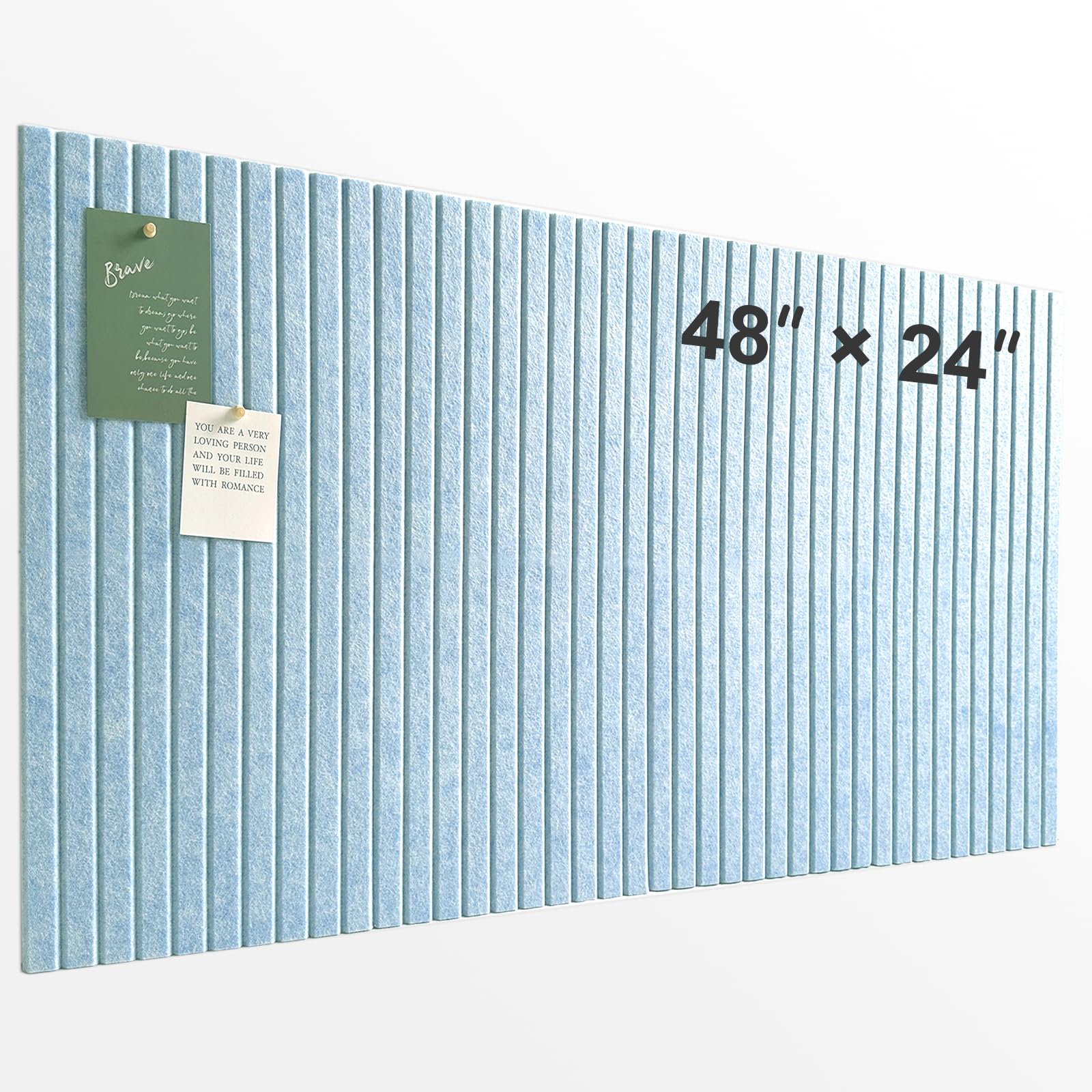 Large Cork Board for Office, 8 Pack Felt Wall Tiles with Slat Wall Paneling and Safe Removable Adhesive Tabs, Felt Bulletin Board Pin Board Cork Boards for Walls - Light Blue — image 1