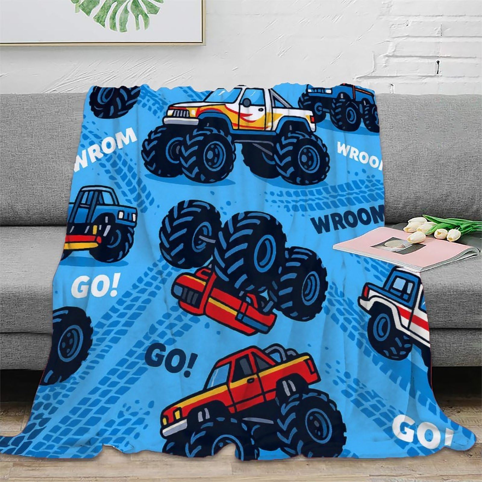 Couverture polaire Offroad Truck 3D en microfibre tout confort pour lit et canapé 150x200cm