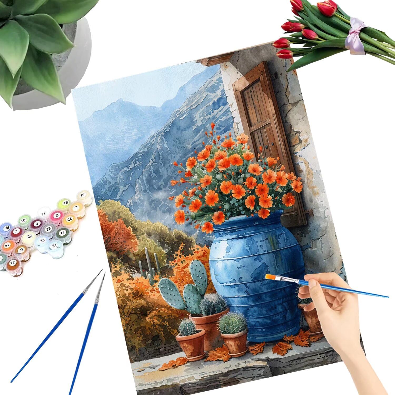 Pintar por Numeros Adultos pintar por numeros niños manualidades niños 10 años, DIY Pintar por Números de Pincel y Pintura acrílica Decoraciones para el Hogar Manualidades, sin Marco 60x80cm C-172