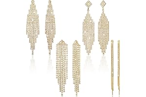 Luminous 4-Pair Rhinestone Chandelier Earrings for Women: Elevate Your Grace and Brilliance