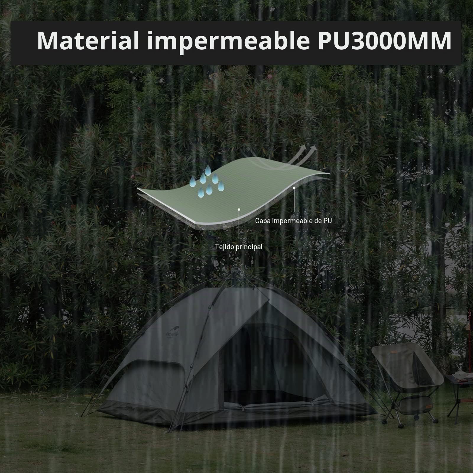 Naturehike Tiendas Instantáneas Carpa para Acampar Automática 3/4 Personas Carpa Domo de Dos Pisos Carpa Familiar Grande con Bolsa de Transporte