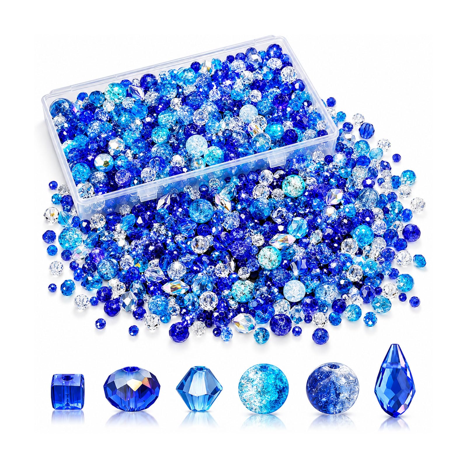 1000 Pcs Glass Beads Set, Crystal Beads for Bracelet Making