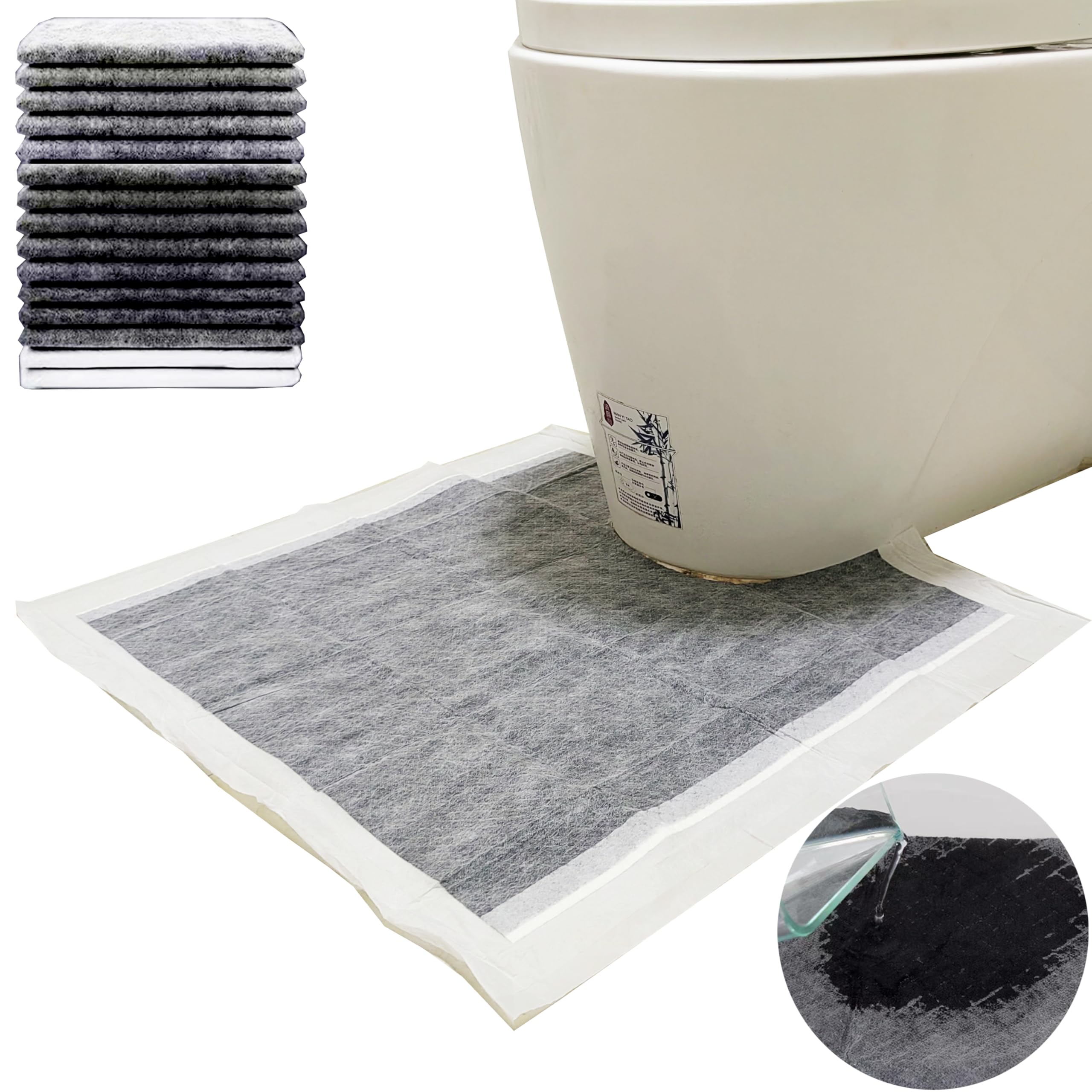 Toilet Floor Protector From Urine 15 Pack Disposable Toilet Mats Provides Ideal Liquid Absorption Great for Toilet Training or Keeping Your Floors Clean (Charcoal Mats)