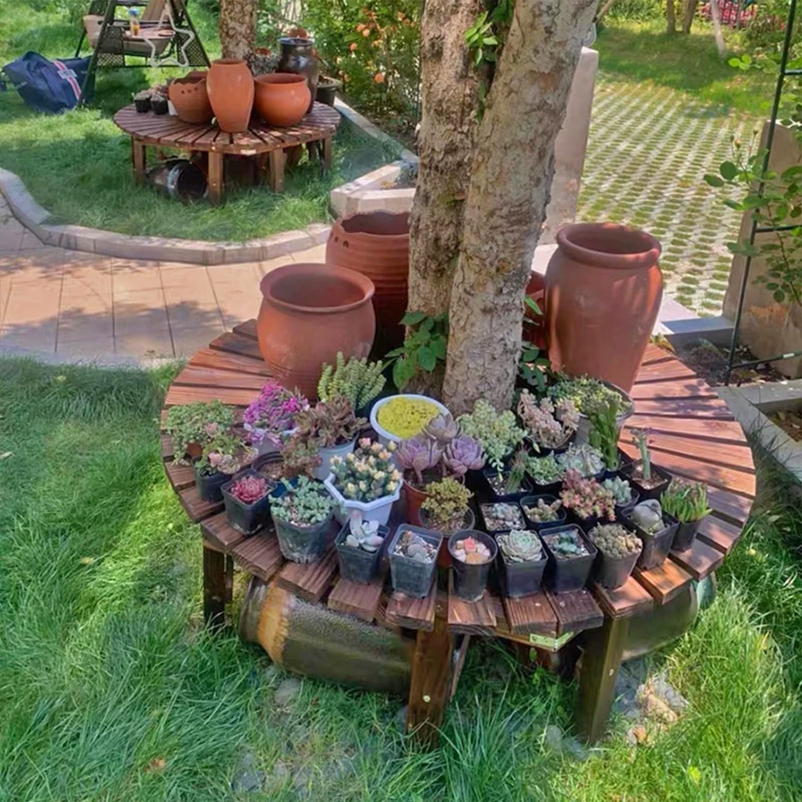 Asientos de jardín para patio al aire libre MARXAN de madera robusta