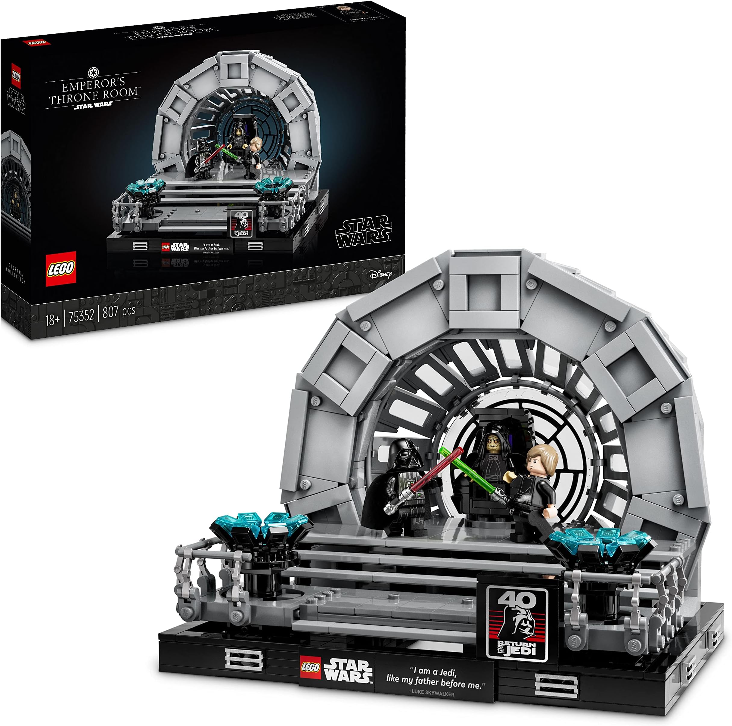 LEGO Star Wars Emperor's Throne Room Diorama, Return of the Jedi 40th Anniversary Lightsaber Dual Set for Adults, Gift for Men & Women, with Luke Skywalker and Darth Vader Minifigures 75352