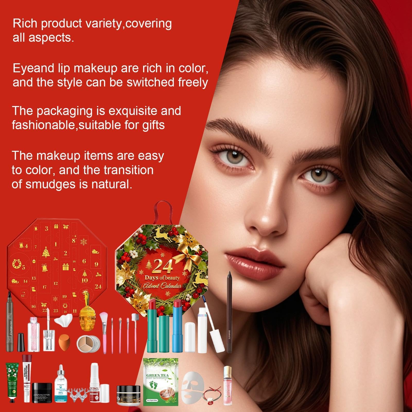 Calendario 'Avvento trucco di Natale Set Cosmetico Festivo per la Cura a