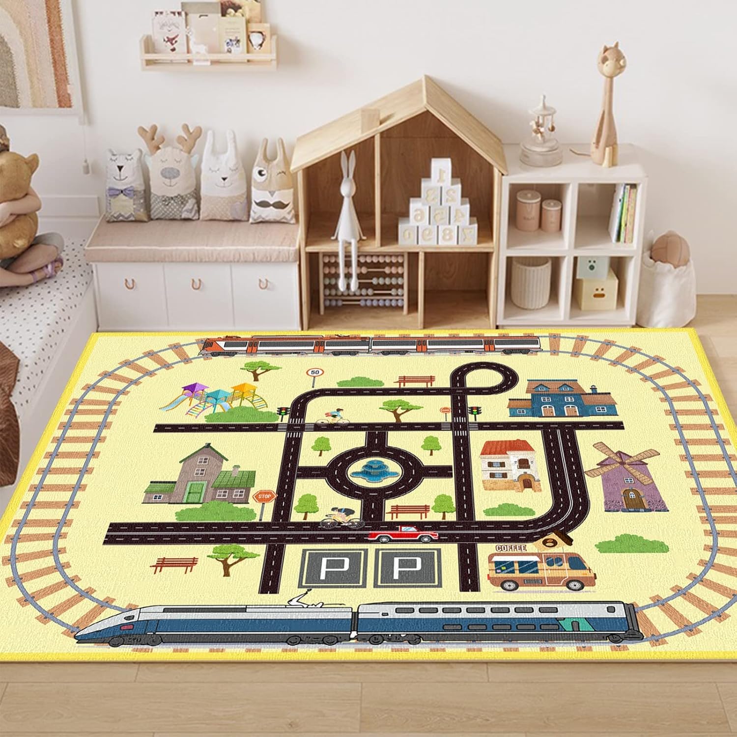 Kids Play Rug for Baby,Car Rug, Crawling Mat,Floor Mats for Kids,Girl Kids Rug Carpet for Children Bedroom,Toddler Classroom,Playtime Activity(B,5.3 * 6.5)