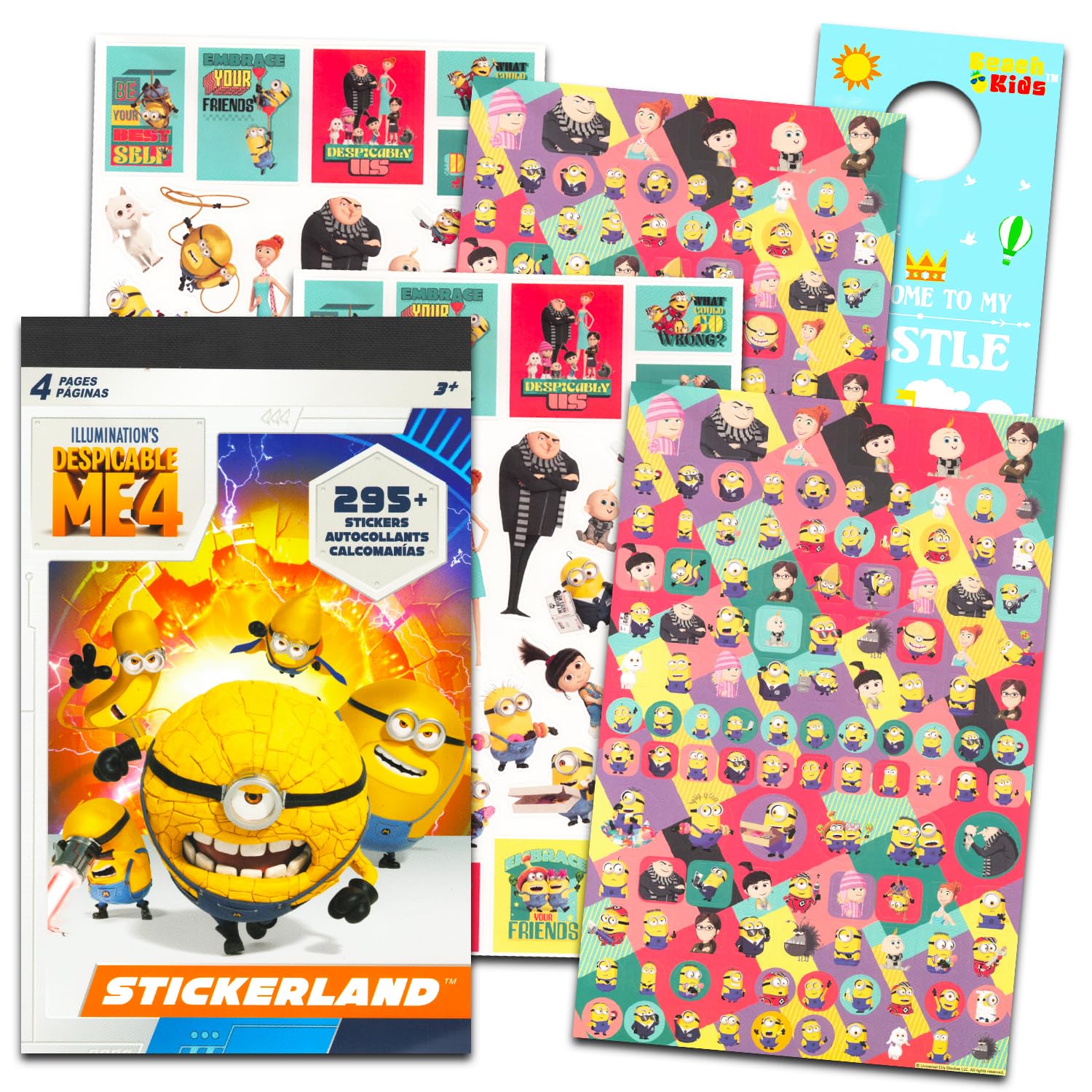 Minions Potty Training Rewards - Over 295 Despicable Me Stickers for Toddlers Plus Door Hanger | Minions Party Favors