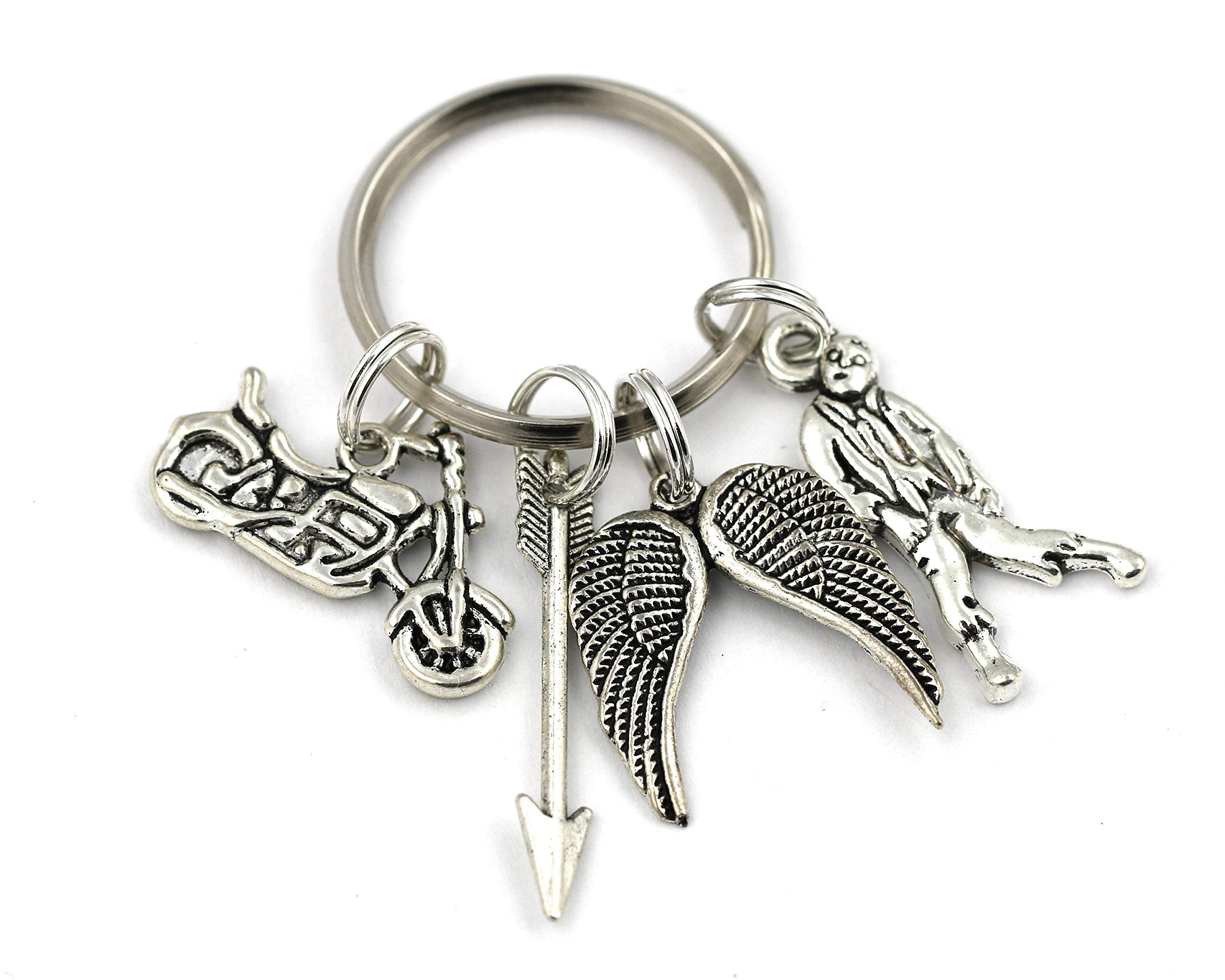 Royal Swan Zombie Killer Keyring, Zombie Lover, Motorbike, Arrow, Wing Jewelry, Geeky Keyring, Horror Gift, Gift Bag