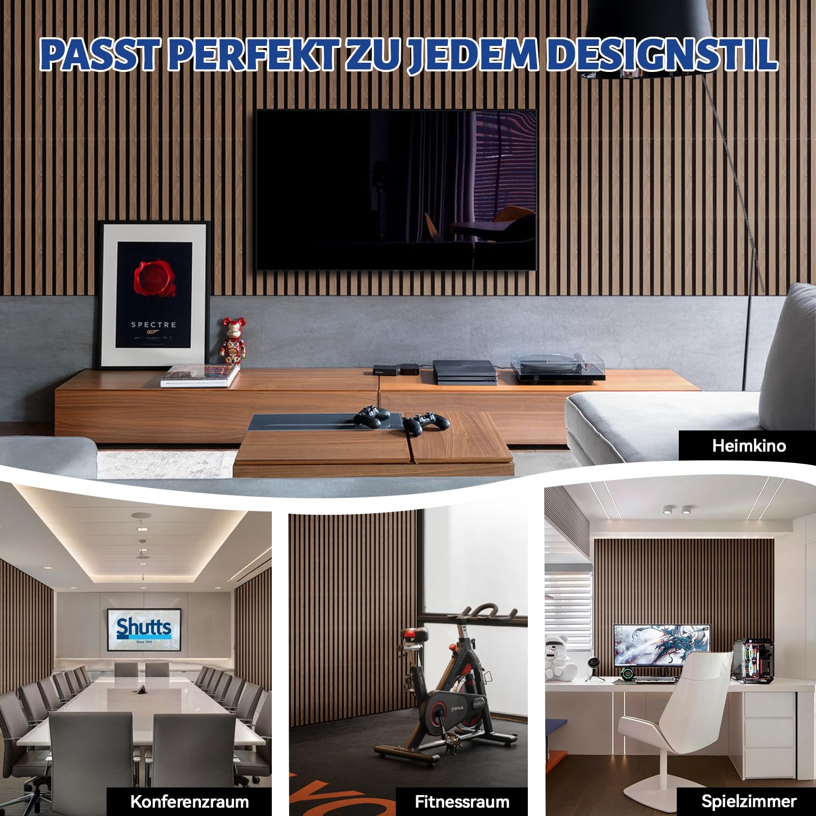 AKK-STAR Akustikpaneele 2Set 240x60cm (2,88m²) - Faltbare Wandpaneele in Holzoptik für Schallschutz & Dekoration | 3D Wandpaneele für Wohnzimmer, Homeoffice | Zur Wandmontage (Eiche Geölt 16#)