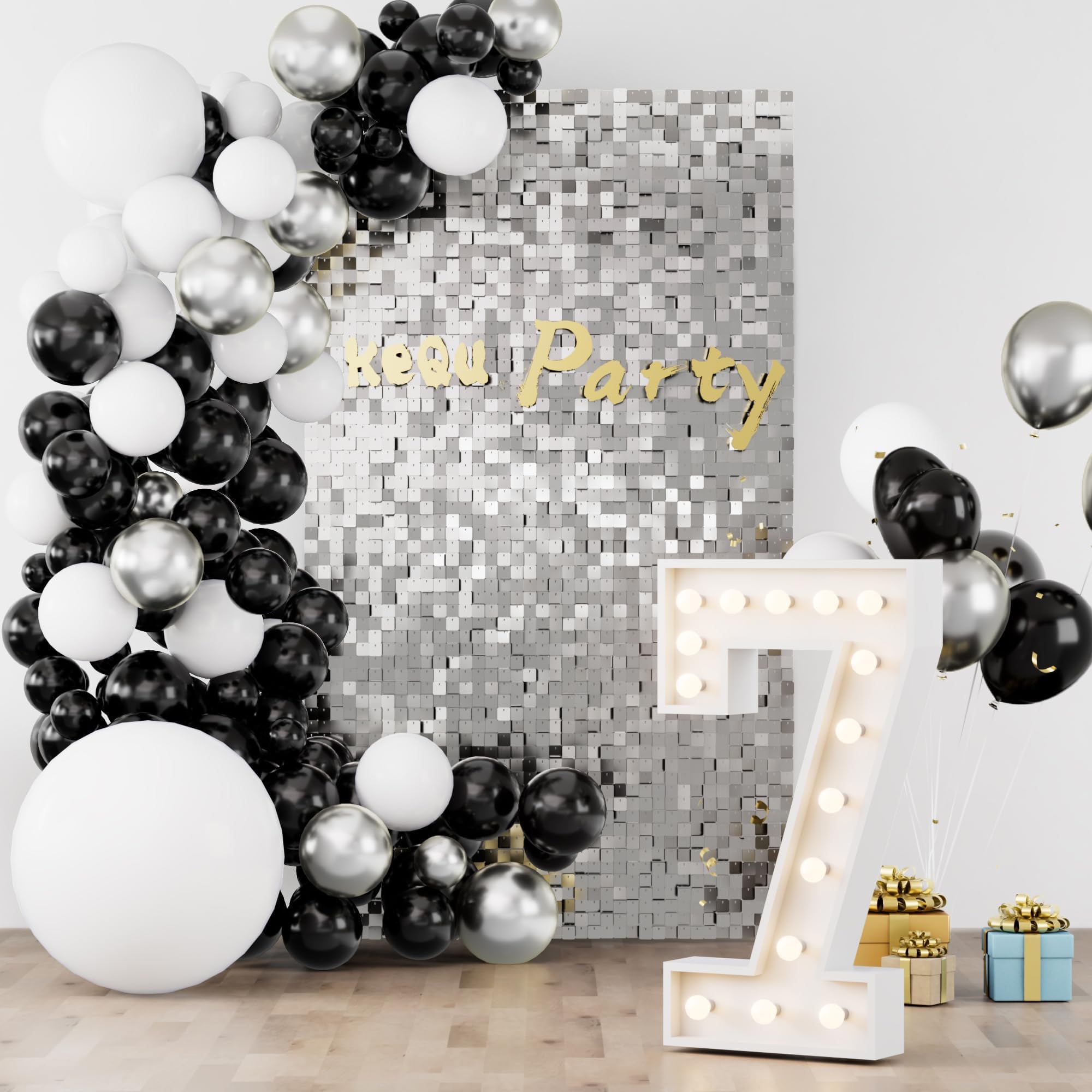 Shimmer Wall Sequin Backdrop, 36pcs Square Sequin Wall Panels, DIY Party Shiny Decor for Wedding, Birthday, Anniversary, Graduation, Holiday&Home Background Supplies(Silver)