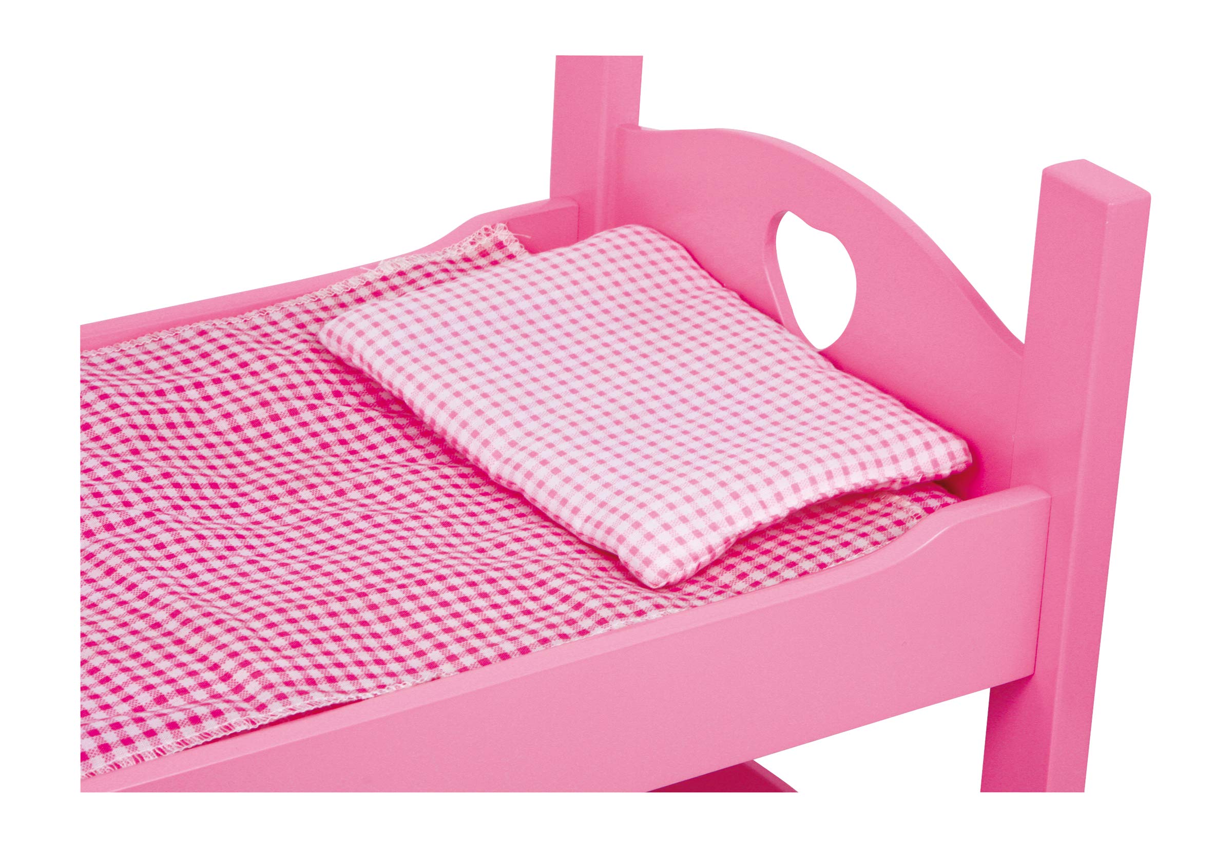 small Foot Puppenhochbett Pink aus Holz, Einzel- und Etagenbett mit Bettwäsche und Matratzen, ab 3 Jahren, 2871