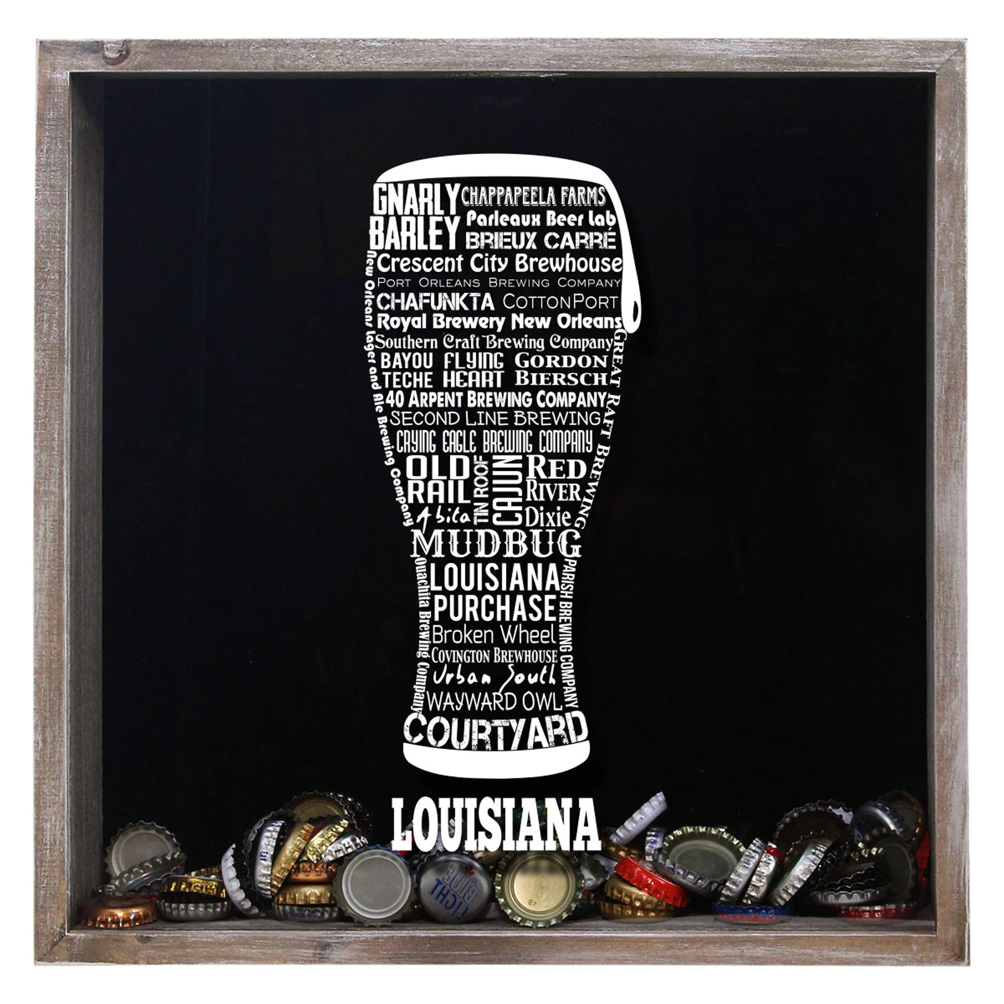 8x8 Inch Shadow Box Frame For Bottle Caps - Wooden Display Case With Acrylic Front & Top Slot, Memorable Beer Decor