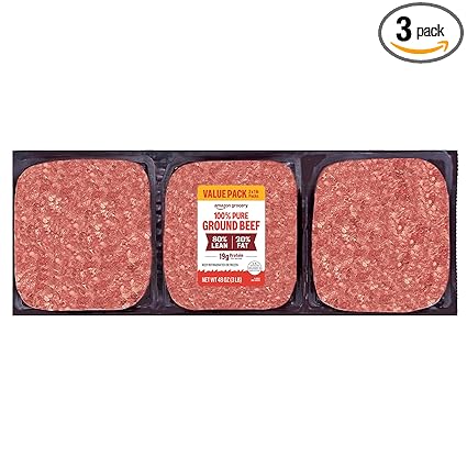 Amazon Grocery, Ground Beef, 80% Lean/20% Fat, 3 lb (Pack of 3)