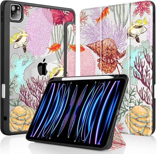 Tuiklol Funda para iPad Pro de 11 pulgadas M2 2022 Generación 4 - Soporte para lápiz integrado a prueba de golpes, carcasa trasera transparente