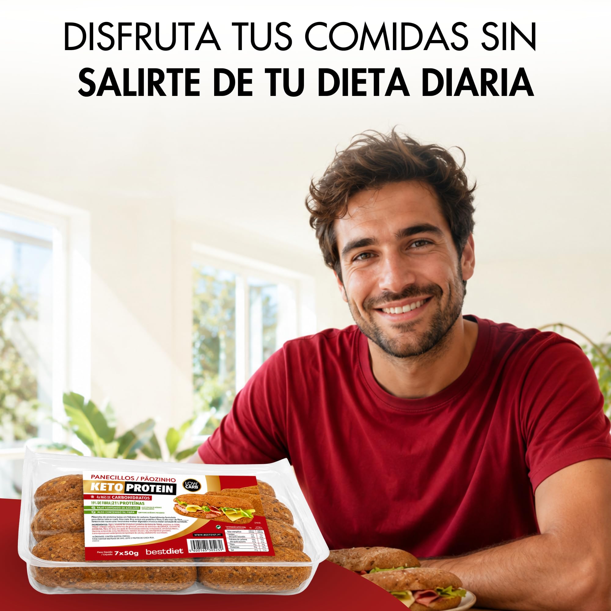 Keto Protein Bestdiet - Panecillos Proteicos Keto, Bajos en Azúcar, Alto en Fibra y Proteínas, Saciantes y Quemagrasas, con Trigo, Avena, Soja. (Pack de 3 paquetes de 350 g)