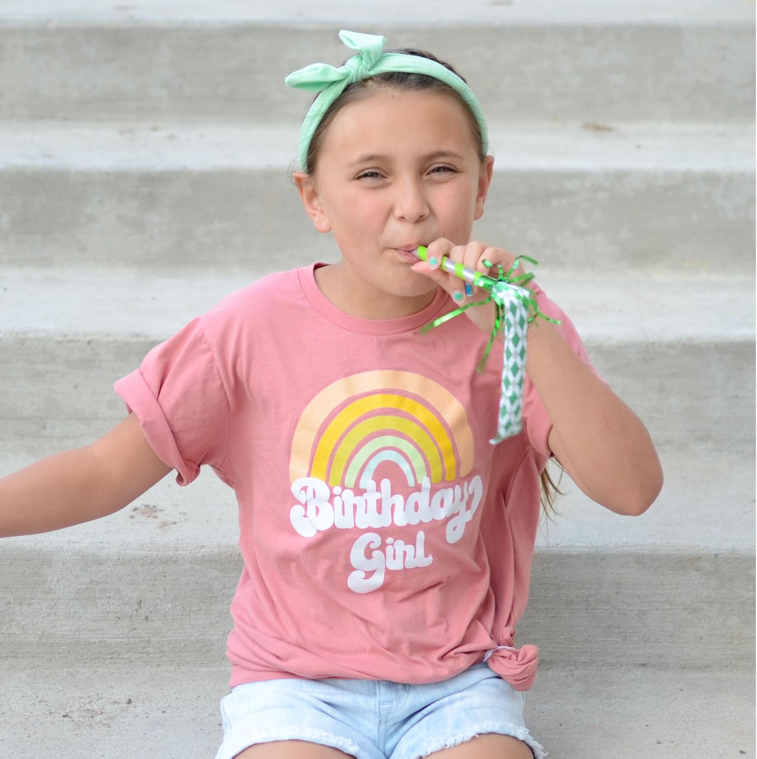 Retro Rainbow Birthday Girl Colorful Shirts for Baby and Toddler Girls Birthday Outfits