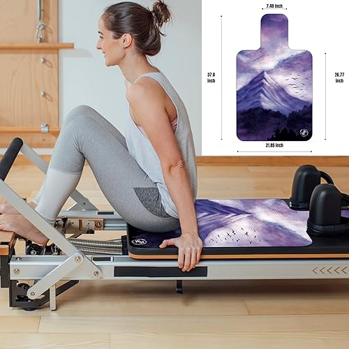 Miniatura 5 de Alfombrilla y toalla de Pilates Reformer – Esterilla de gimnasio – Mini esterilla de yoga de viaje con respaldo de goma negra – Alfombrilla ligera