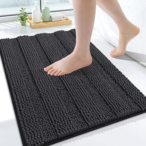 Miniatura 104 de Grandaily - Alfombras de baño de felpilla a rayas, extragruesas y absorbentes, antideslizantes, con fibras largas y suaves, lavables a máquina, para