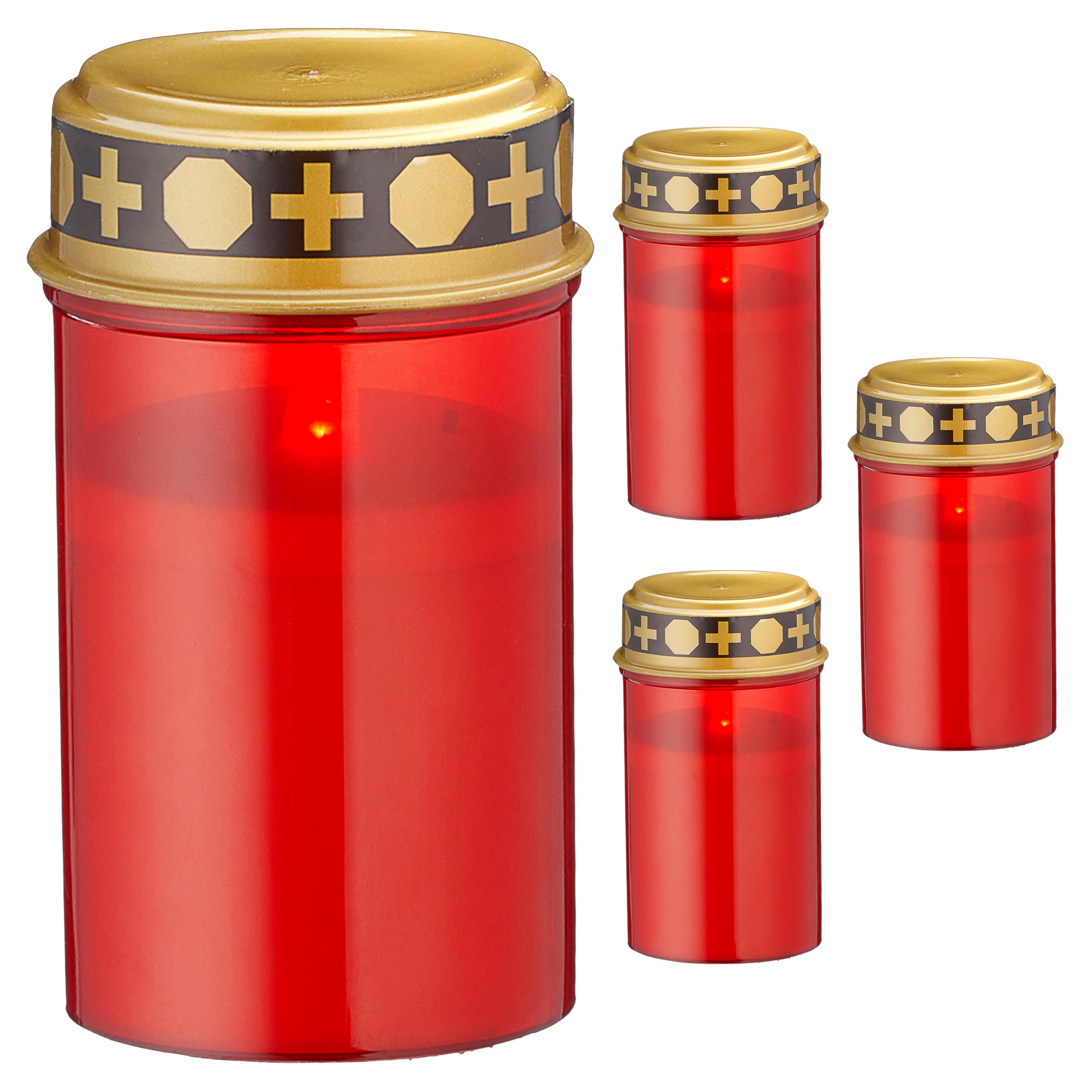Cepewa 4 X Led Grave Light Set Of 4 Led Grave Lights Battery Operated Red Grave Candle Grave Light Grave Decoration Cemetery Mourning (4 X Led Grave Lights)