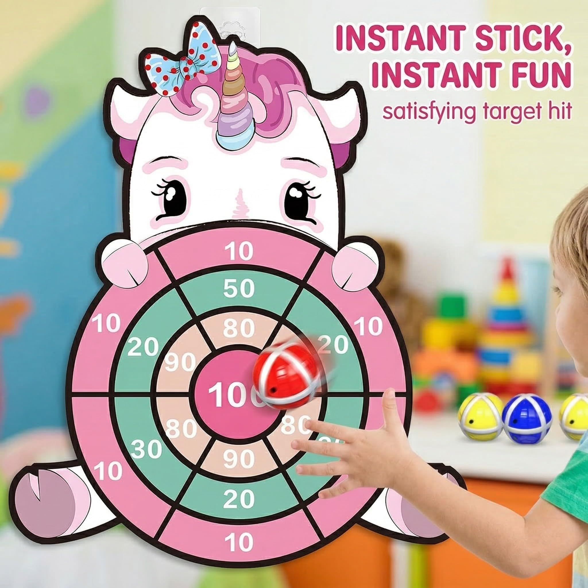 LAKPYN 1 Pezzi Giochi Bambini Giocattolo per Freccette Bersaglio, con 12 Palline Adesive Giochi e 1 Gancio per Bambini da Giardino Viaggio 3-10 Anni, Regalo Natale Compleanno 4-9 Anni - 3