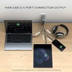 Satechi 145W GaN Chargeur de voyage, 4-Port GaN USB C Chargeur, 2 USB-C PD 3.1, Station de recharge rapide pour ordinateur portable, pour MacBook Air/Pro/Neo, iPad Air/Pro, iPhone 17 à 12 Series, Android, Windows
