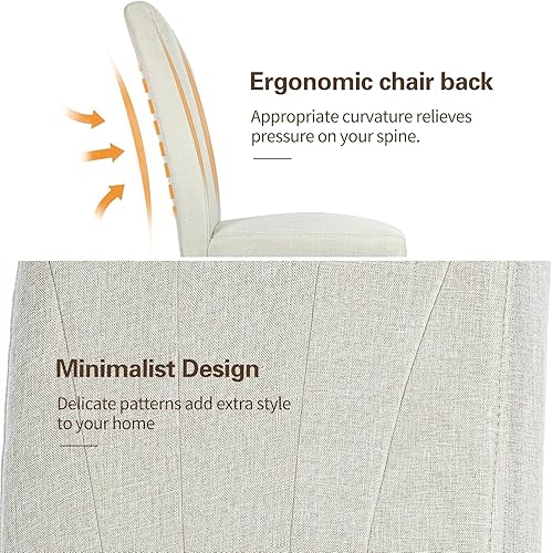 Miniatura 5 de VECELO Parsons - Juego de 6 sillas de comedor tapizadas, tela moderna, patas de madera maciza y respaldo alto, para cocinasala de estar, color beige