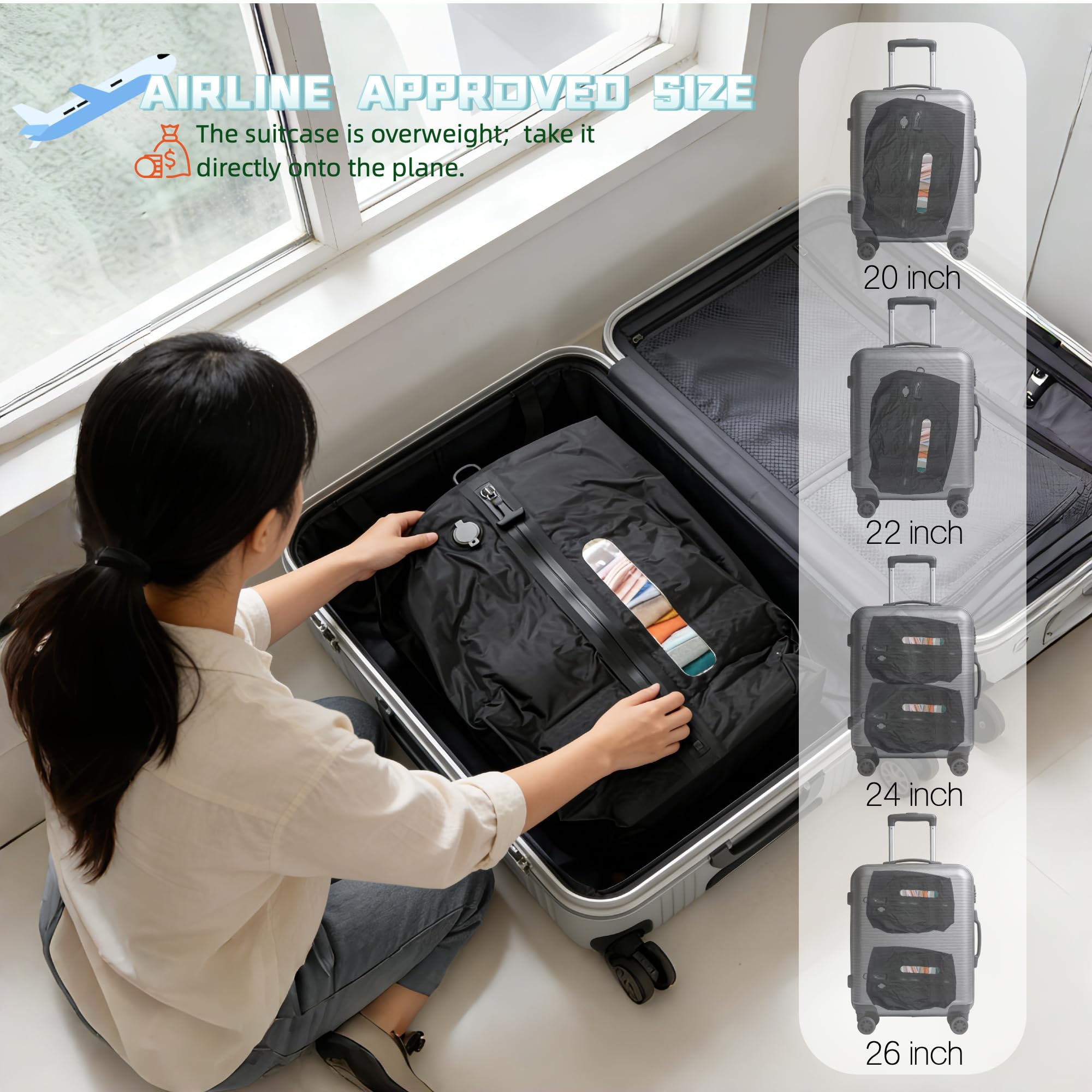 Sacchetti sottovuoto da viaggio con pompa, sacchetti a compressione riutilizzabili sigillati per valigie, IP67, impermeabili, salvaspazio, cubi con finestra per vestiti, zaino da trasporto e