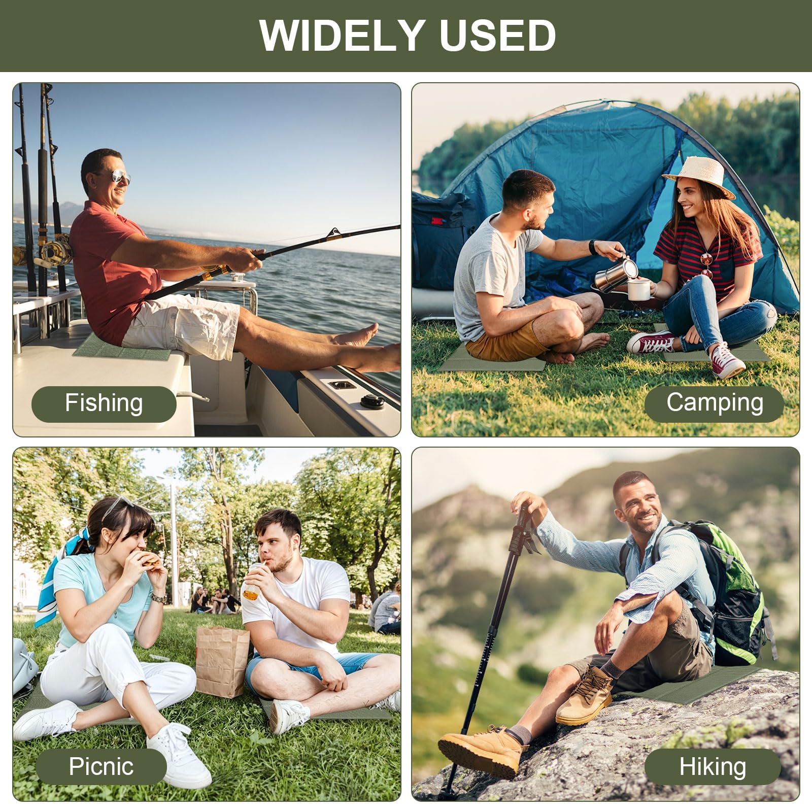 2 Stück Sitzkissen Outdoor Faltbar, Sitzunterlage Outdoor Wetterfest, 31 x 32 cm Outdoor Sitzmatte Wasserdicht Thermo Sitzunterlage für Camping Wandern Picknick Angeln Stadion Unterwegs