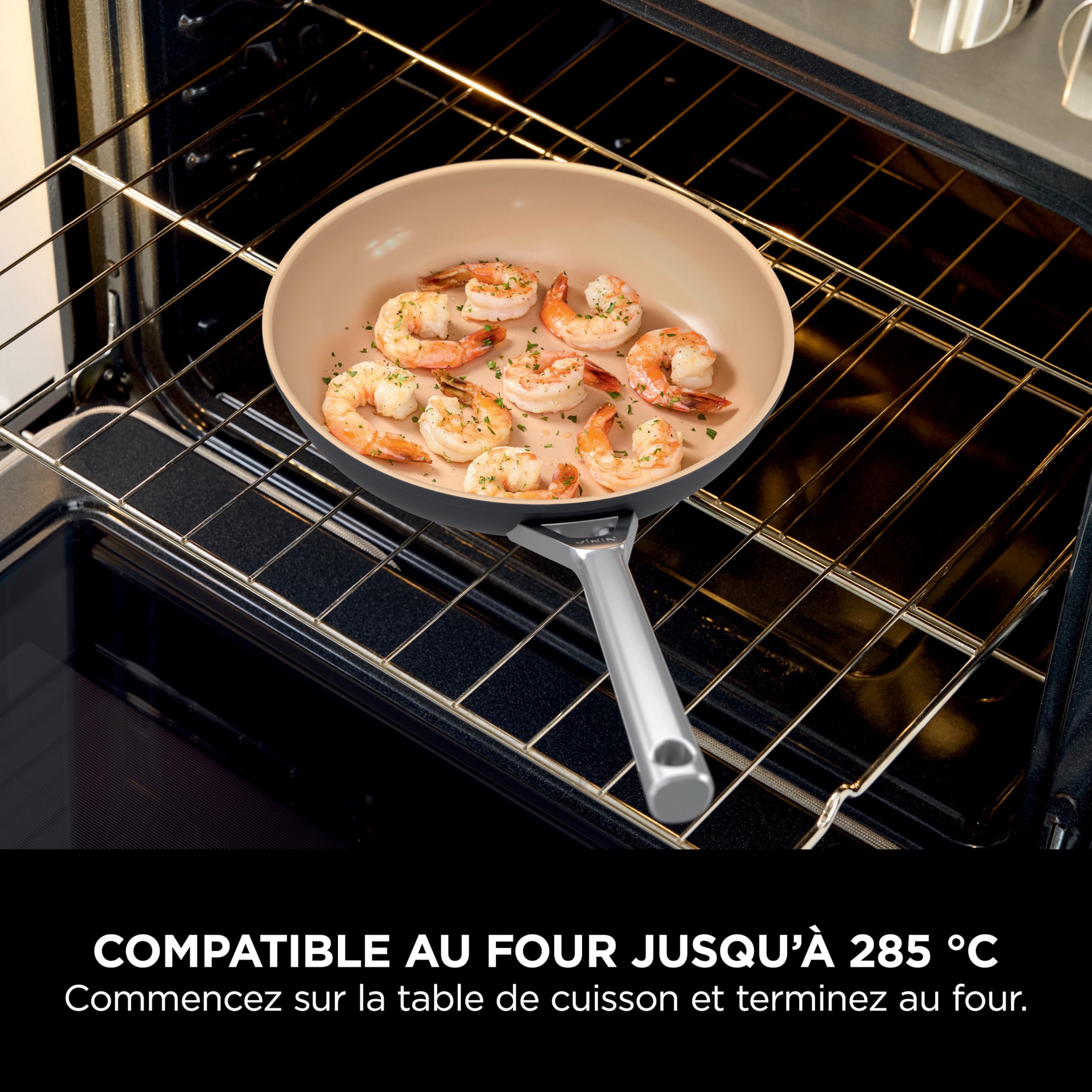 Ninja Extended Life casserole en céramique 18 cm avec couvercle CW90218EUI | Antiadhésive, (Sans PFAS, PFOA, Plomb ni Cadmium), Compatible induction et four jusqu’à 285 °C, Terracotta et gris