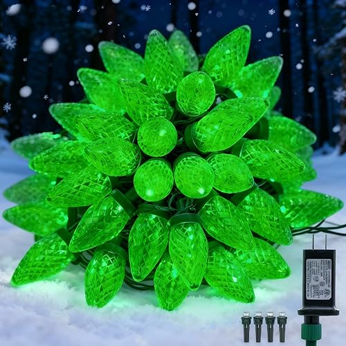 Miniatura 11 de Luces LED C9 de Navidad para exteriores, 33 pies, 50 LED, 8 modos de iluminación, impermeables, conectables, tira de luces de Navidad para Multi